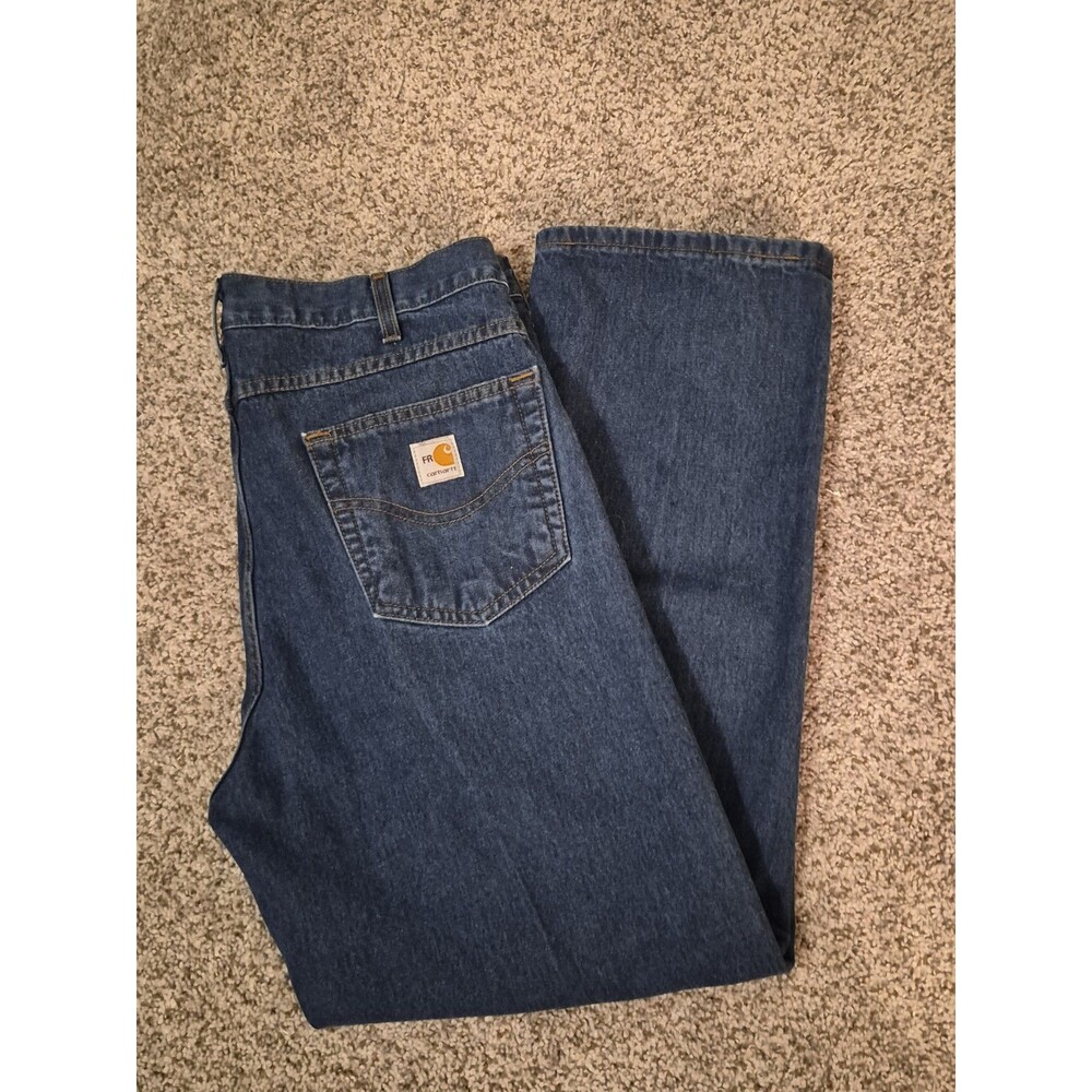 Carhartt FR Jeans Men 36x30 Blue Flame Resistant Workwear Welding Grunge